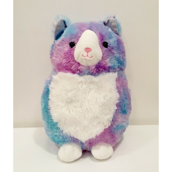 Kellytoy Rainbow Cat Kitty Plush Pastel Stuffed Chubby Kitten Blue Pink Shimmer - Picture 1 of 10